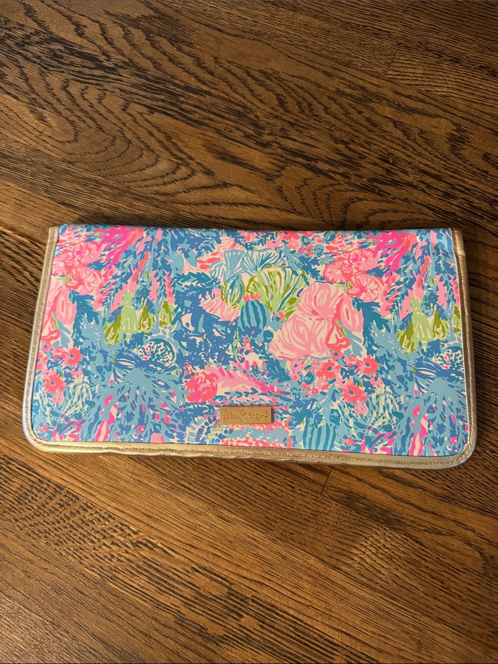 Lilly Pulitzer Colorful Floral Travel Case with Gold Trim